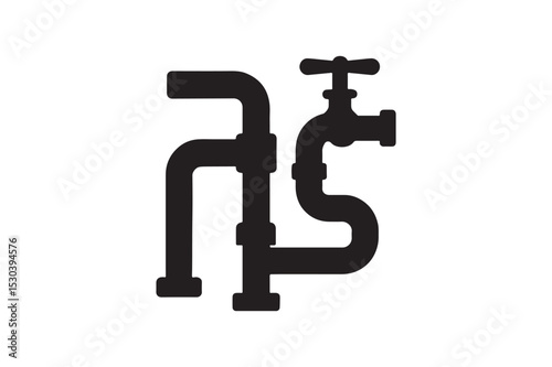 Plumbing Layout silhouette vector with white background