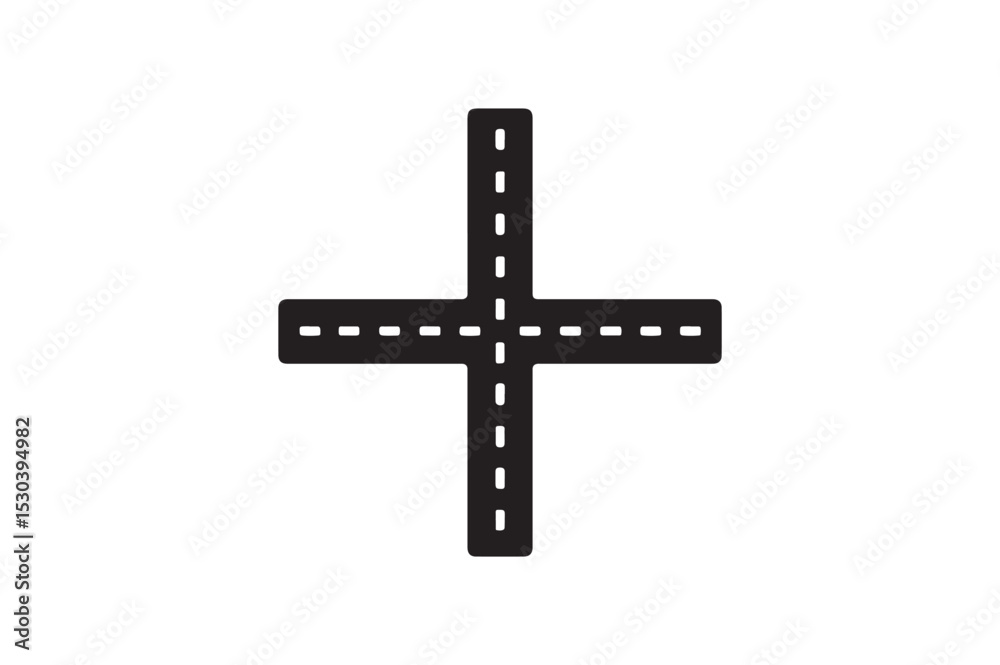 Obraz premium Road Intersection silhouette vector with white background