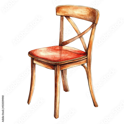 Dining Chairs, watercolor vector, isolated on a white background.
