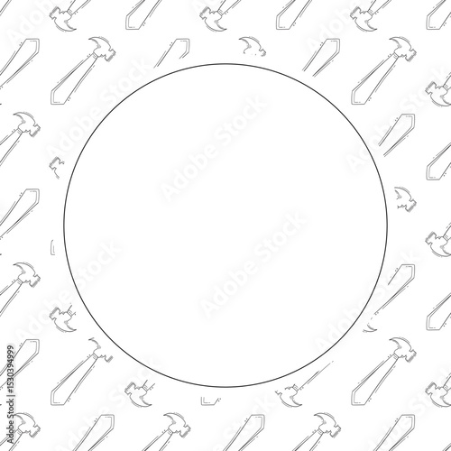 construction frame. doodle construction tool circle frame. hand drawn construction frame background. construction tool background
