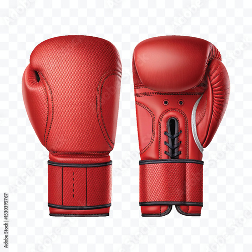 realistic 3d boxing gloves  front and back view in different color style  isolated on transparent background
