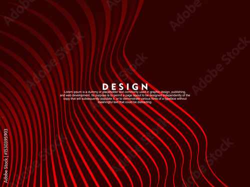Abstract red glowing geometric lines on dark red background. Modern shiny red wave lines pattern. Futuristic technology concept, suitable for covers, posters, banners, brochures, websites, etc.