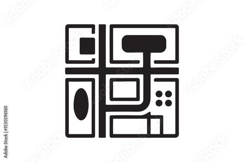 Urban Grid silhouette vector with white background