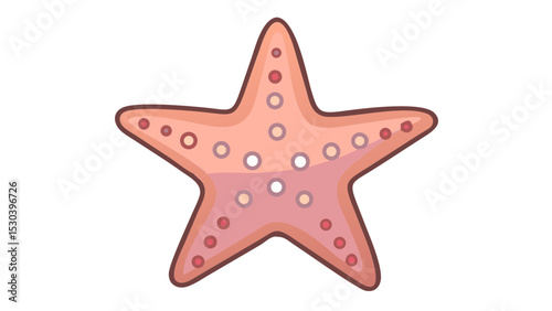 Cute and Simplified Starfish Logo Icon with Rounded Arms, Symmetrical Design, and Playful Expression in Flat Minimalist Style
