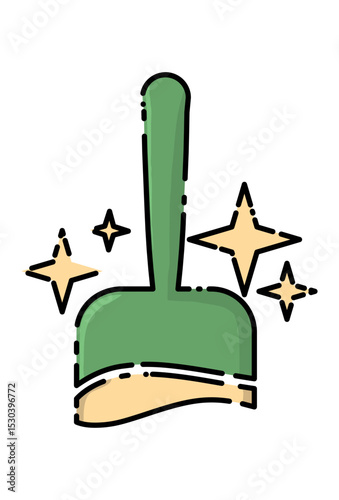 Sparkling clean dustpan icon, symbolizing tidiness.
Cleanliness symbol. simple, shining dustpan graphic.
