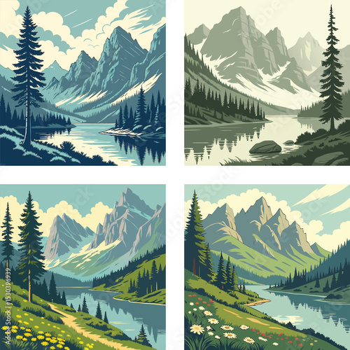 A mountain lake surrounded by towering peaks.