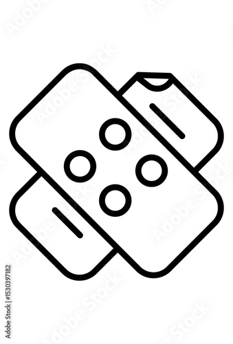 Crossed adhesive bandages icon for first aid.
 Medical plaster symbol, wound care illustration.
