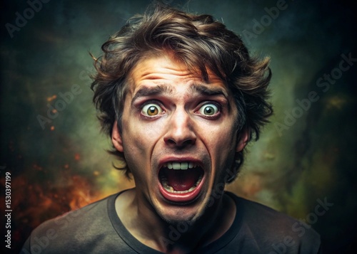 portrait of a young man screaming