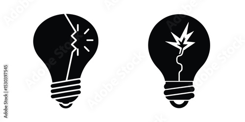 Light Bulb With Broken Chain Symbolizing Liberation Isolated on White Background