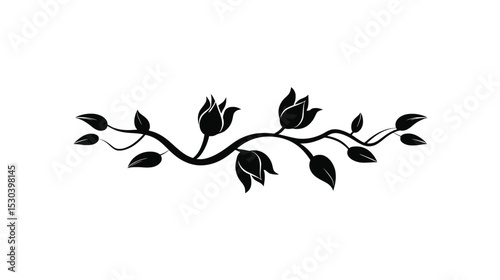 Elegant Black Floral Vine: Design Element for Invitations, Websites & More