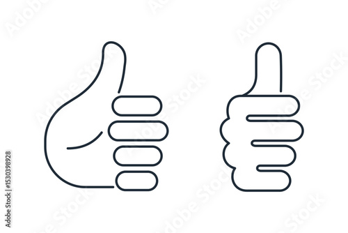 Thumb Up. Thumbs Up like. Vector linear icons illustration isolated on white background.