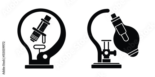 Light Bulb With Microscope Symbolizing Research Isolated on White Background