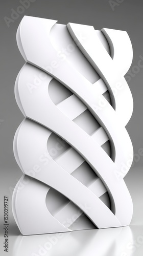 Abstract White Swirling Interwoven 3D Render Design Element