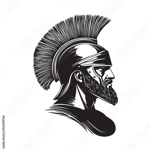 Greek Shield Images. Ancient Greek Warrior in Helmet Image Vector Isolated on white background.