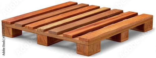 3D Render of Brown Wooden Pallet on White Background