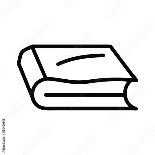 Clean Line Art Book Icon in Black and White Style
