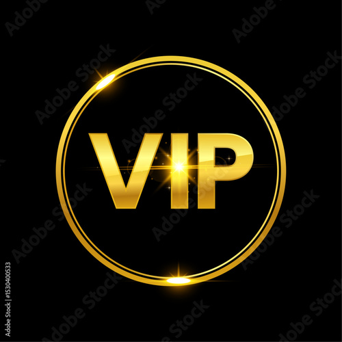 Golden VIP Badge. Luxury Membership Emblem, Premium Gold Label Design for Exclusive Access or Elite Status. Vector Illustration
