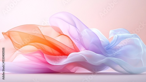 Pastel Fabric Draped in Soft Waves on a Light Background