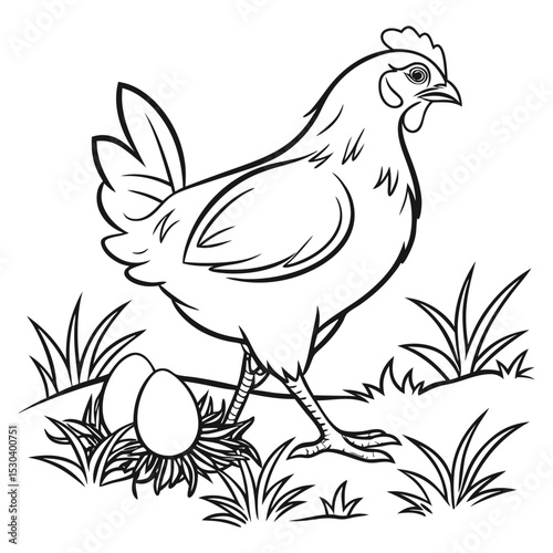 Clean Black and White Chicken Vector for Minimal Art Prints