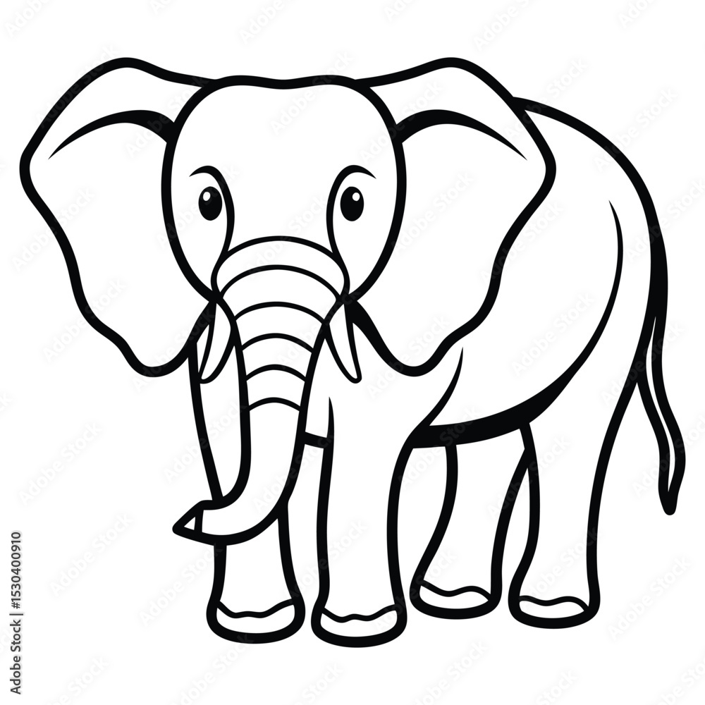 Fototapeta premium Clean Black and White Elephant Vector for Nursery Decor