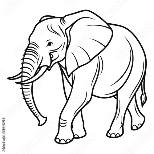 Black and White Elephant Drawing in Minimalist Line Form