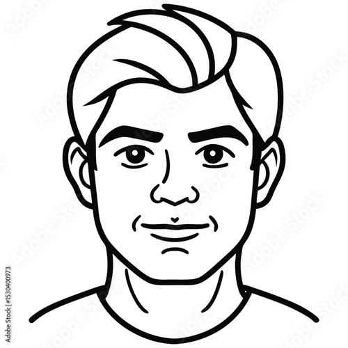 Modern Facial Expression Outline Drawing in Black and White