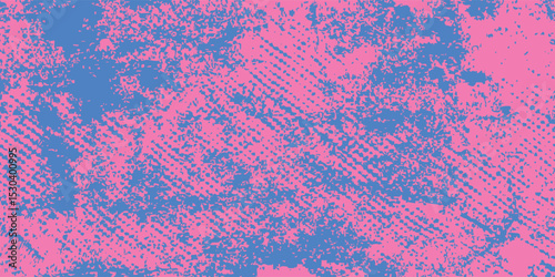 Graffiti punk style grunge banner with distress texture, ink drips and splashes. Blue and pink colored grunge background with hand drawn halftone and brush strokes modern arts