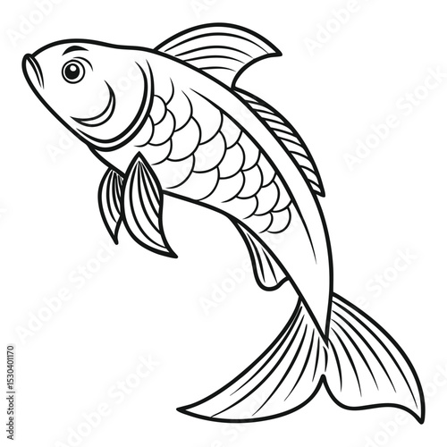 Simple Fish Outline Drawing for Ocean Themed Designs