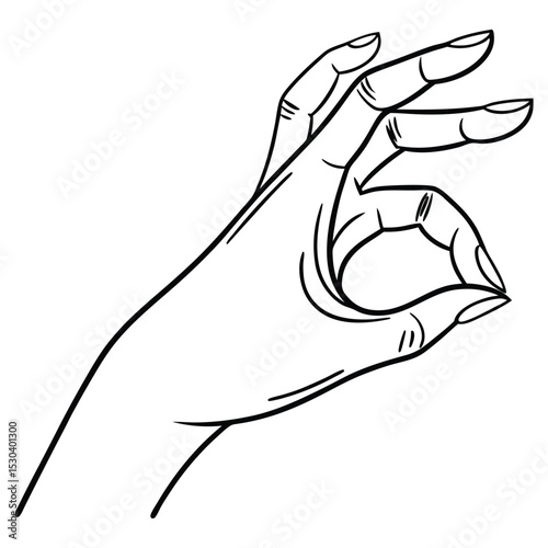 Minimalist Hand Gesture Line Art Vector Illustration