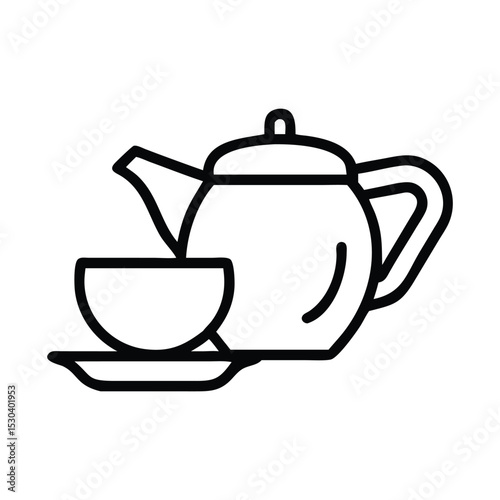 modern black and white tea coffee vector line art graphic
