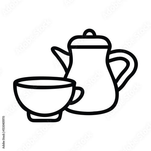 clean tea coffee vector line art black and white design