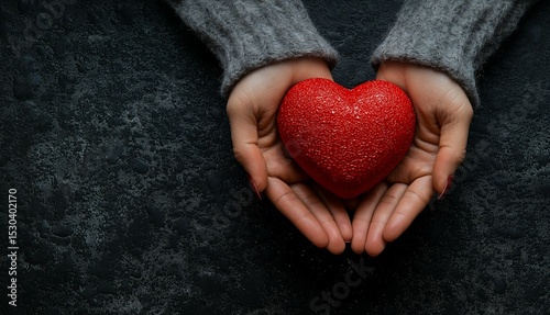Caring hands with heart mockup love compassion kindness support charity care humanity AI generated art