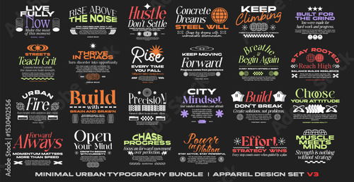 Urban typography bundle, Streetwear t-shirt design bundle, Motivation quotes collection, Poster design set, Lettering apparel design for print, Quotes packs