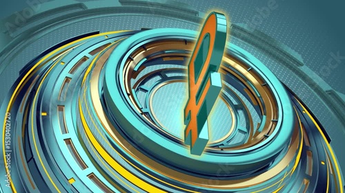 FUTURISTIC 3D RUSSIAN RUBLE ROTATION SEAMLESS FINANCIAL LOOP ON CYBER ECONOMIC ABSTRACT BACKGROUND