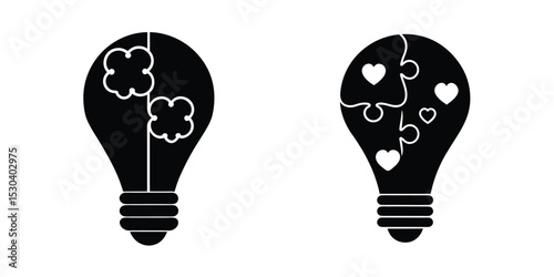 Light Bulb With Puzzle Hearts Symbolizing Empathy Isolated on White Background