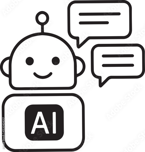 AI Chatbot Icon: A friendly AI chatbot icon, engaging in a conversation represented by speech bubbles. This simple yet expressive icon is ideal for websites, apps.