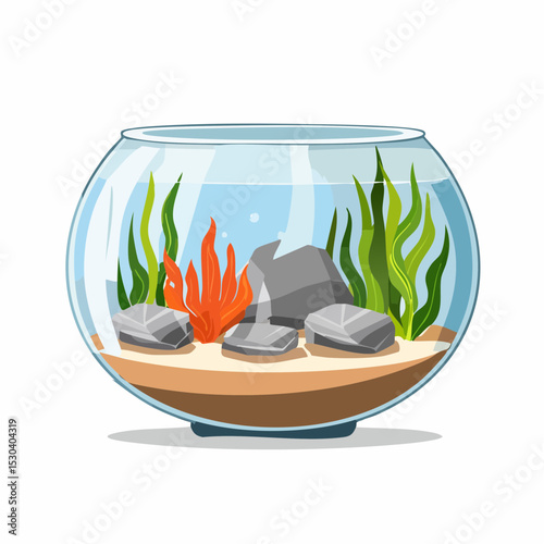 Aesthetic Aquarium Underwater Scene with Rocks, Plants, and Aquatic Life