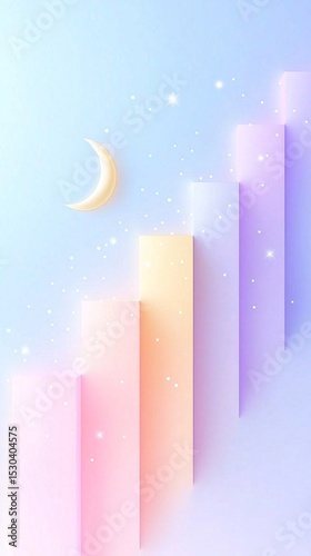 Pastel Gradient Steps with Moon and Stars