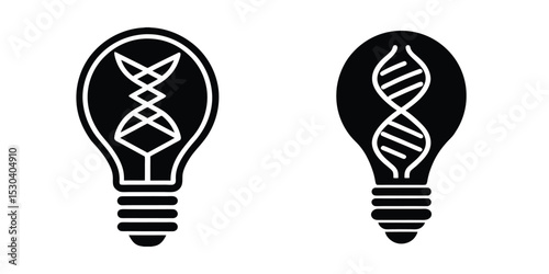Light Bulb Wrapped By A DNA Strand Symbolizing Genetics Isolated on White Background