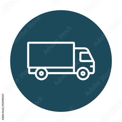 Shipping truck symbol within circle. Icon symbol illustration