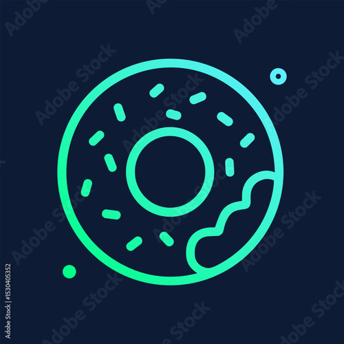 Neon donut craving a cosmic indulgence. Icon symbol illustration