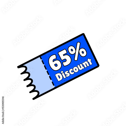 65% discount coupon is simple blue design, best voucher.