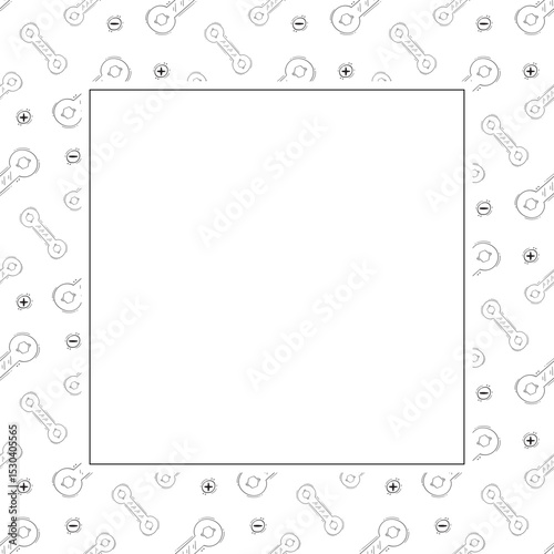 construction frame. doodle construction tool square frame. hand drawn construction frame background. construction tool background