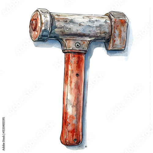 Demolition Hammer, watercolor illustration vector, isolated on a white background.