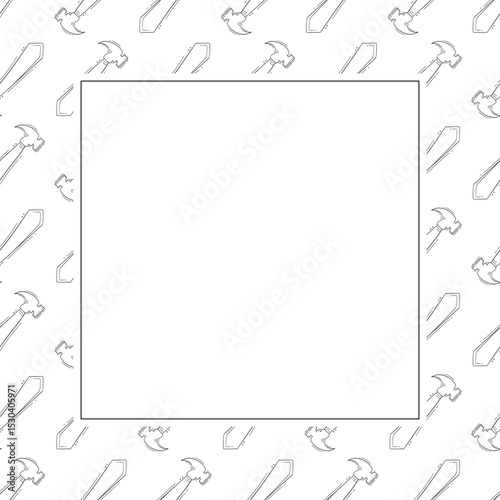 construction frame. doodle construction tool square frame. hand drawn construction frame background. construction tool background
