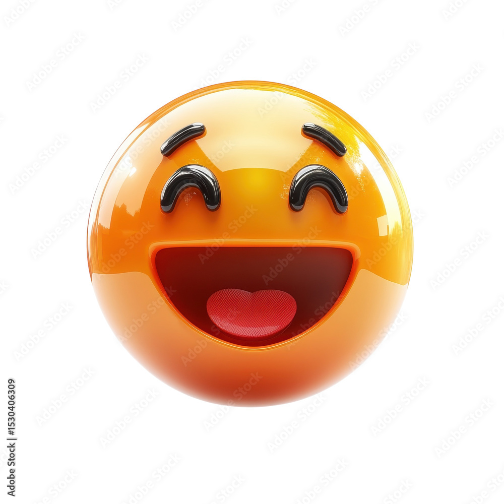 Fototapeta premium Joyful Emoji Icon Illustration Expressing Happiness Humor and Positive on transparent background