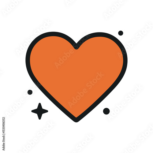 Vibrant heart with sparkling accents. Icon symbol illustration