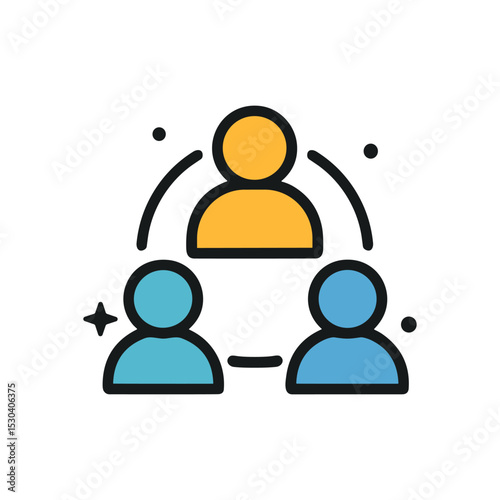 Triangular Collaboration A colorful connection of people. Icon symbol illustration