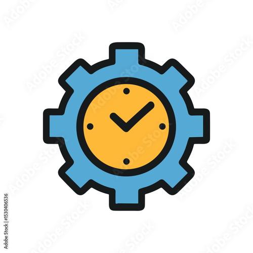 Timely Gear Progress in Motion. Icon symbol illustration