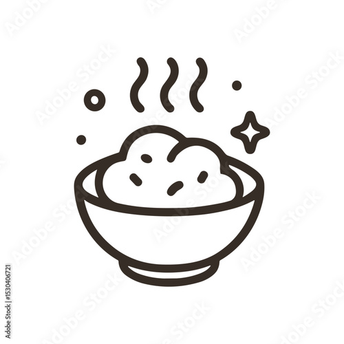 Steaming bowl of deliciousness awaits. Icon symbol illustration